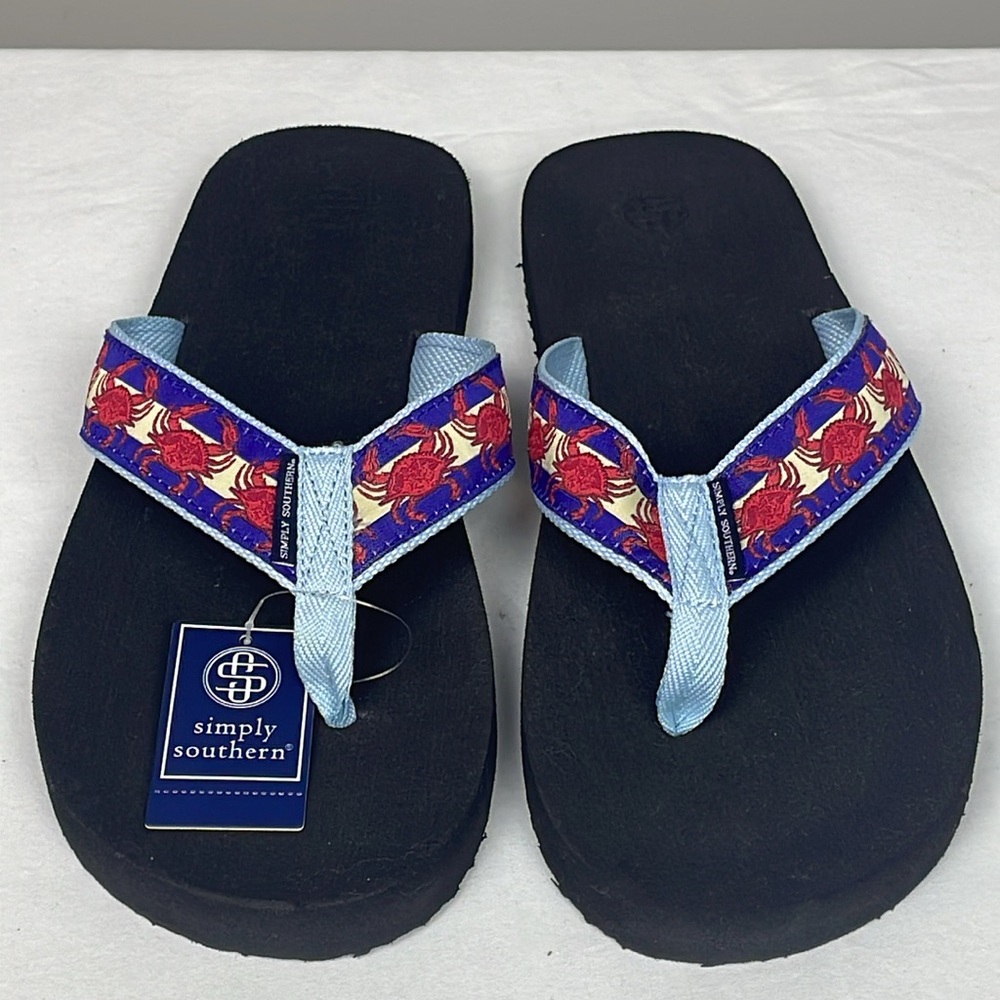 New Simply Southern Men’s Flip-Flops Saltwater Crab Design Size XXL Fits…